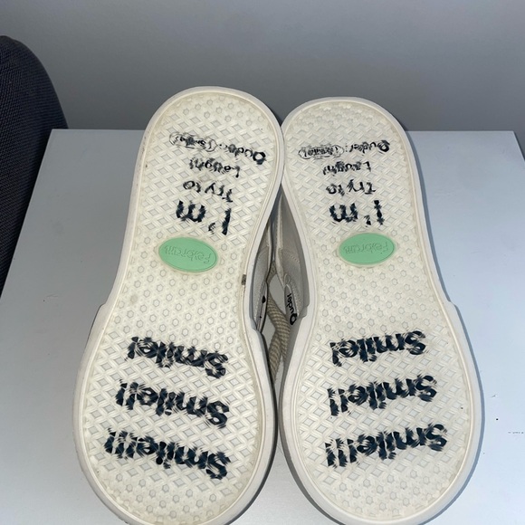 Ouder Smile Jadestone Canvas Chunky Rubber Toe White Shoes Rope Laces 6 - Picture 5 of 5